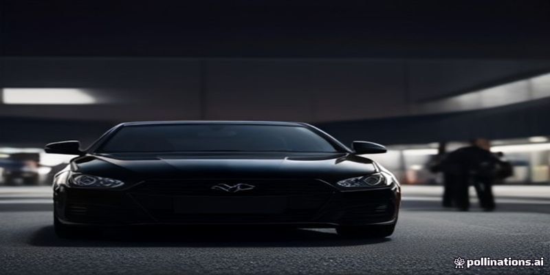 Black sedan waiting outside an airport terminal at night
