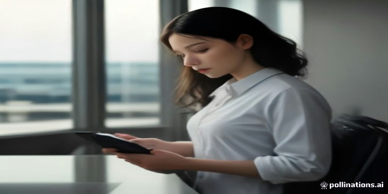 Business traveler checking a booking confirmation on a phone