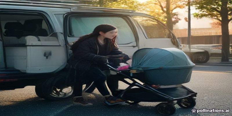 Family van with stroller and bags