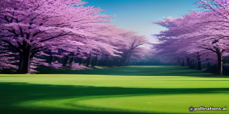Golf course with spring blossoms
