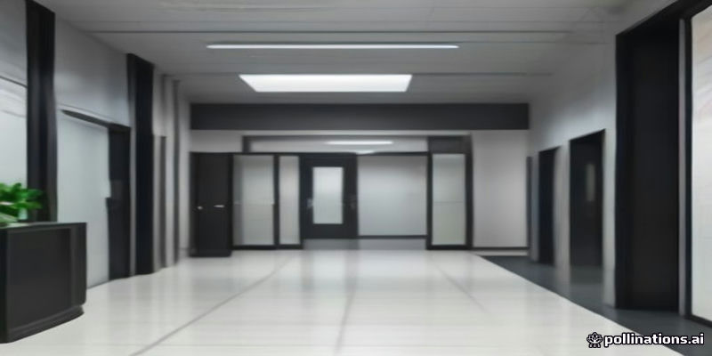 Office building lobby with reception desk