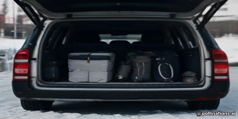 Ski bags and boots loaded into the back of a van