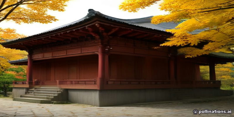 Traditional Korean palace courtyard with wooden buildings